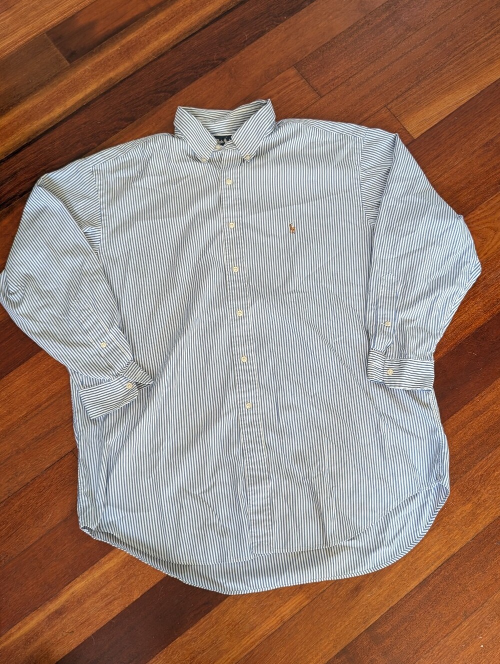 Ralph Lauren Men’s Navy & White Pinstripe Button-Down Shirt 17.5-33